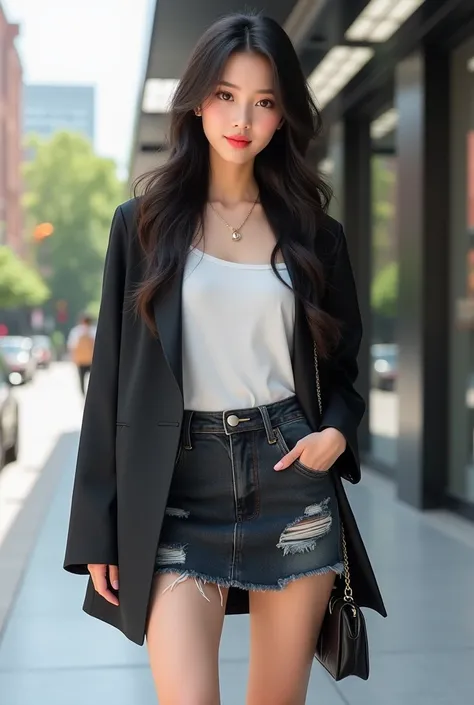 New Jeans Minji wearing a short skirt