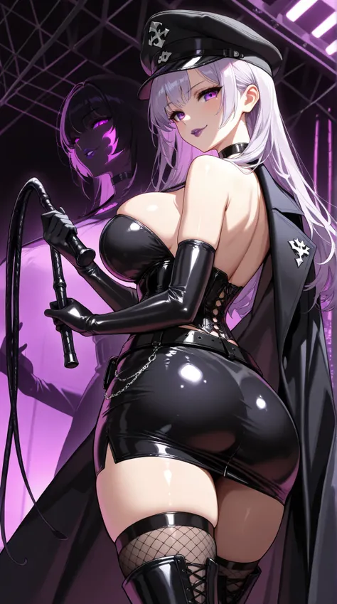  Young Beautiful Woman,(masterpiece, top quality, very detailed depiction, Incredibly Absurd High Definition ,Curvaceous Body,Beautiful legs,High quality skin),(Female executive of an evil organization:1.3),( Shiny Black Bondage Corset with Intricate Struc...