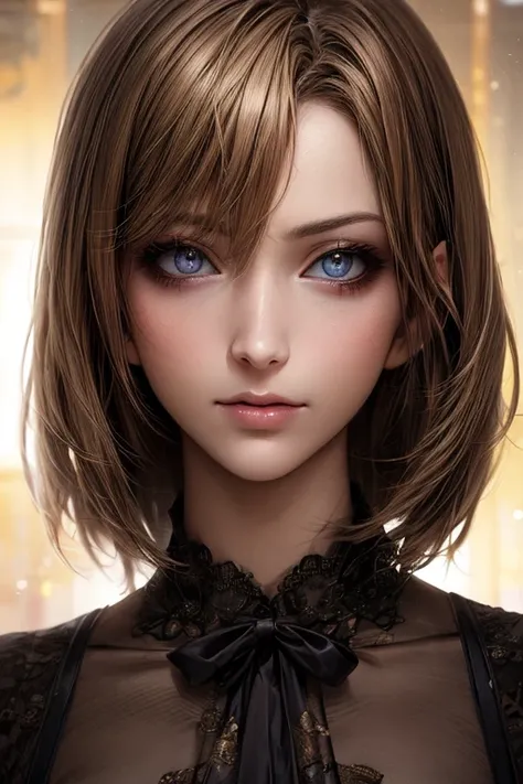 (masterpiece:1.3), (  top quality: 1.4), 
  cinematic lighting , 
( １ girls with light makeup),   beautiful face, (  realistic face), 
  beautiful hairstyle  ,
  Real Eyes ,   Beautiful Detailed Eyes  , 
(  real skin ),   Beautiful skin, 
(blouse), 
  absu...