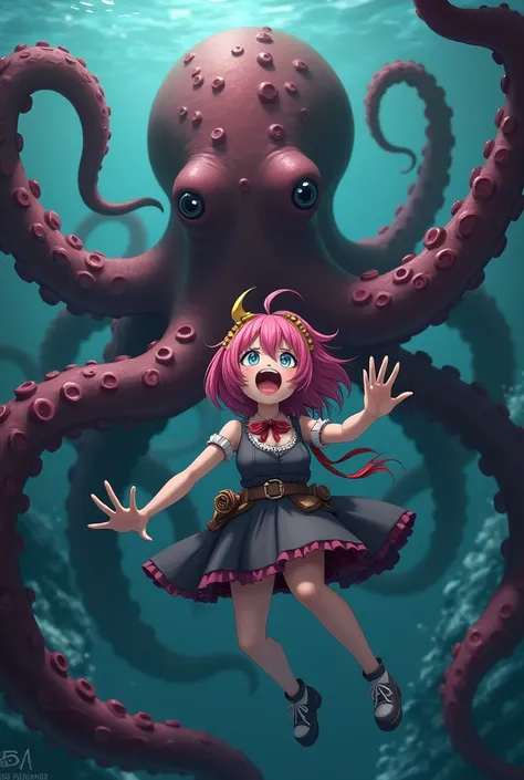 Anime character gets caught by octopus