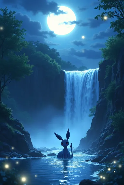 Moonlight、Waterfront、waterfall、 Pokémon