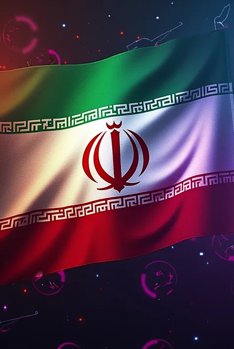 I want a large bagground that is neon and half of it is made up of the old flag of Iran(sasanian)And the back should be from the Free Fire photo and it should be cool. I want this to create content on Instagram. I want to create content about a game called...