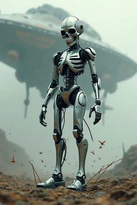 Chrome robotics figure, skull head, wire, ghost body, fadeing. Flying ropes and wires, cyborg-like body, cyberpunk style, standing on ground
The backward is a spaceship, sci-fi, photorealism, takes a cut head, horror - like, The body has more results
Diffe...