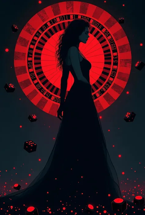  instead of a wheel of fortune Create the cover for the pop-rap track “Fortuna”. noir style . It should depict the goddess Fortuna ,  who has roulette  (символ passionа и судьбы),Silhouette of a woman ( fatal appeal ).  contrasting light ,  Dark colors  (b...