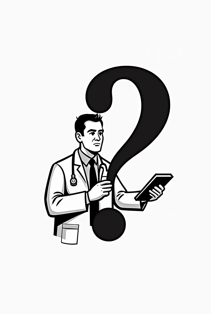 Create a logo for the page I want to create with a black doctor analyzing a process and a question mark