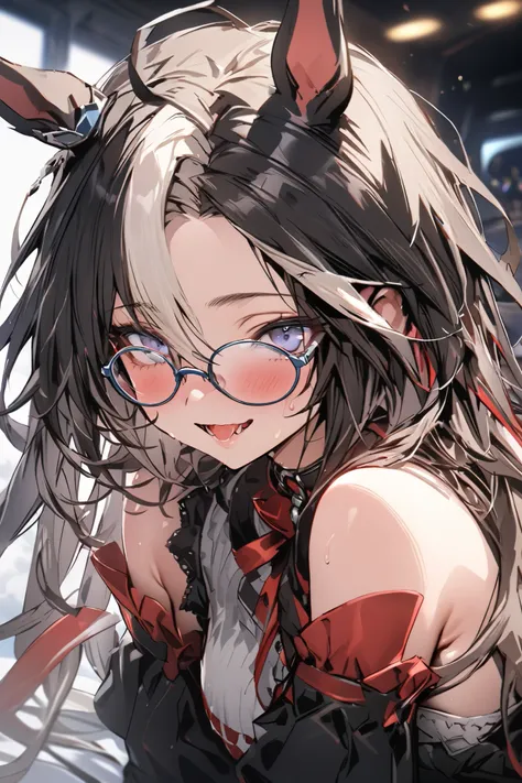 NSFW,masterpiece, top quality, high definition , very detailed,Dream Journey,Dream Journey(Horse Girl),Glasses,Two-tone hair