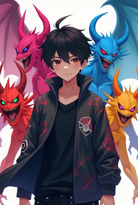 Anime guy wears young ijo jacket and there 
Hand Four Demons Color Ijo Young behind his back