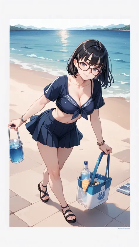 Black hair, glasses, boating