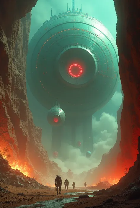 Emerald Red Gigantic enormous 77777777777752000ft long and 777777777777ft wide with long Rectangular cx-303 oneill class Daedalus stargate type mothership back door open troops in vehicles exiting,fierce battles everywhere outside ship. Giger Cobalt rusted...