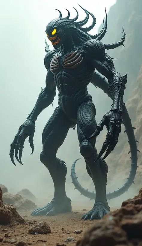 Venom fused with a scorpion: A monstrous figure with sharp pincers, a venomous stinger tail, and a black, symbiotic exoskeleton.