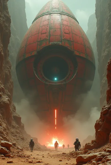 Emerald Red Gigantic enormous 77777777777752000ft long and 777777777777ft wide with long Rectangular cx-303 oneill class Daedalus stargate type mothership back door open troops in vehicles exiting,fierce battles everywhere outside ship. Giger Cobalt rusted...