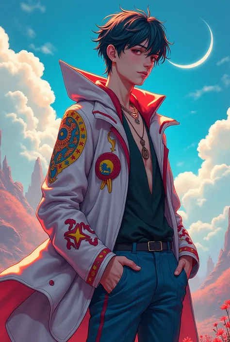 clothes, modern fantasy, for man, unreal, anime, aesthetic 