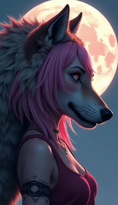 prompt: create an 8k, hyper realistic, airbrush glossy gta v cinematic poster style image of a beautiful girl with a soft sexy short 
hair shape
name Aa pink

 long hair  beside a large, snarling wolf with intricate Reggie background moon 
