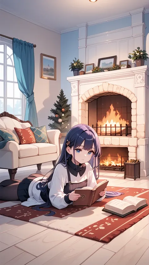  Read in front of the fireplace