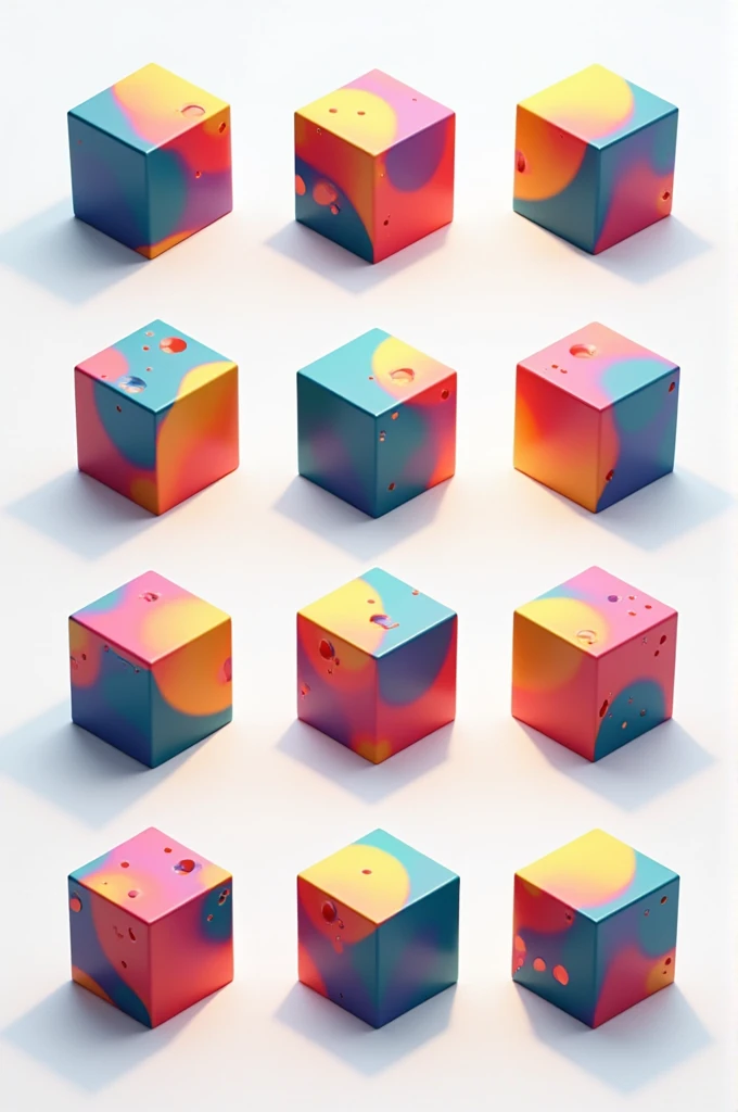 Multi view of cube colorfully