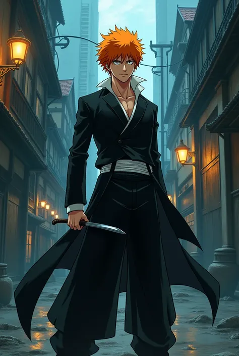 Make ichigo kurosaki in 90s jujutsu kaisen anime style