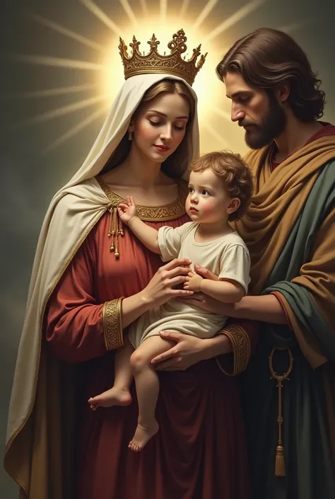 Photo of Our Lady in the crown with Joseph and Jesus without the dog