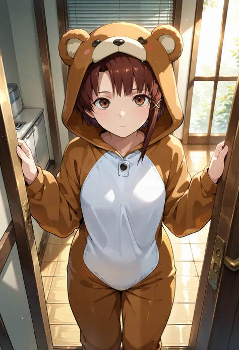 masterpiece, best quality, newest, absurdres, highres, iwakura lain, animal costume, bear costume