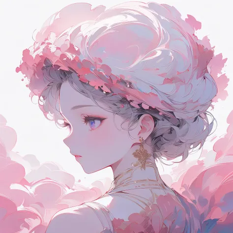 (masterpiece, best quality:1.2), 1 girl, unique, standing on cloud, watching over city, in the sky, looking down on city from the sky, detailed beautiful hair, detailed beautiful face, detailed beautiful eyes, voluminous white hair with pink hue, goddess, ...