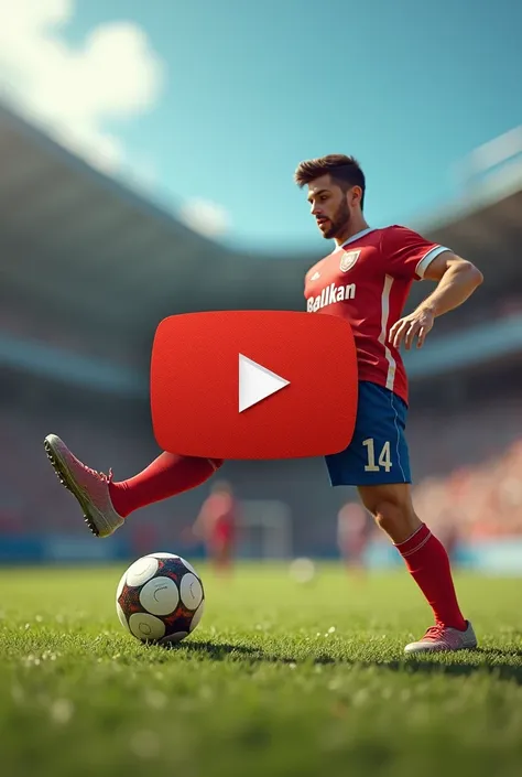 Mignature YouTube avec le Balkan écrit en grand et un joueur de foot
