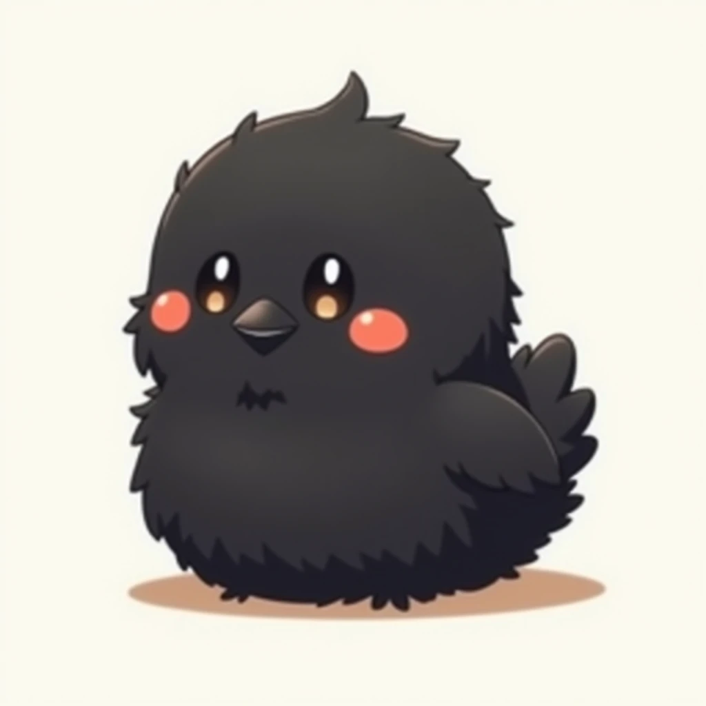 Masterpiece,Best quality, Anime style, black swallow mascot, fluffy body, simple face, cute appearance,