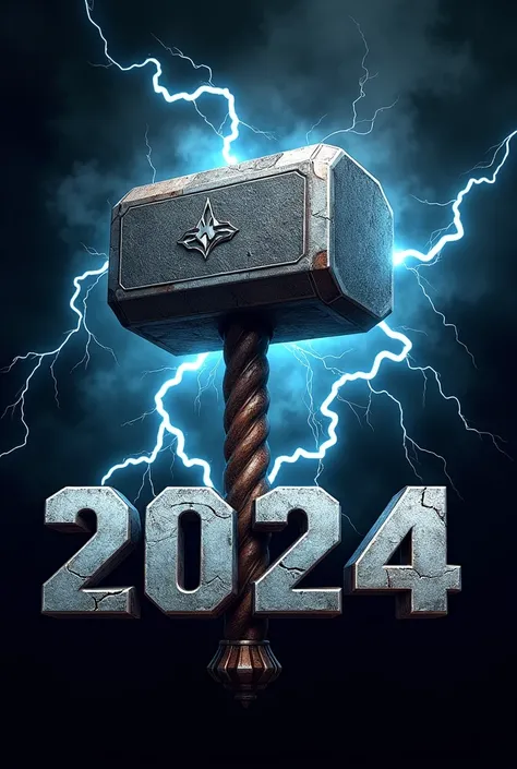 Create a logo thors hammer punch on number 2024