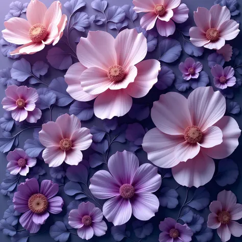 3D Look Purple Flowers Wallpaper Mural • Wallmur