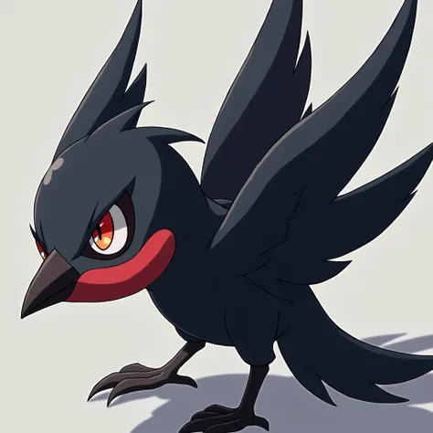 Masterpiece,Best quality, Anime style, black swallow mascot, sharp body, simple face,