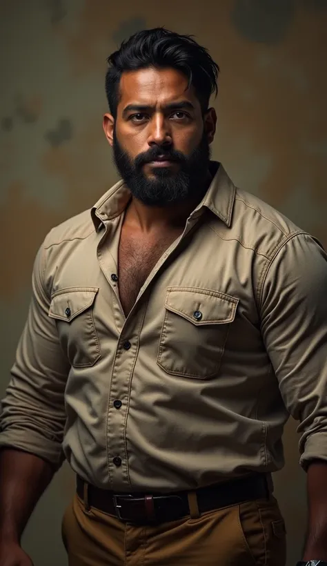 handsome big man american indigenous dark skin, hairy muscle fat body, , large beef chest, dress shirt, detailed face, expressive eyes, chiseled jawline, rugged features, bulging muscles, powerful physique, masculine presence, rugged and imposing, natural ...