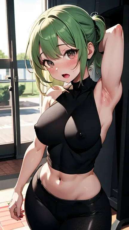 nsfw,mastute piece,Best Quality,insanely detailed,8k cg,
(upper body:1.3),(from front:1.3),(symmetry),(1girl),((both arms behind back:1.3)),(standing),(light green hair:1.1),((large breasts:1.3)),(blush:1.2),shy,(ecstasy face:1.2),(trembling:1.2),(open mou...