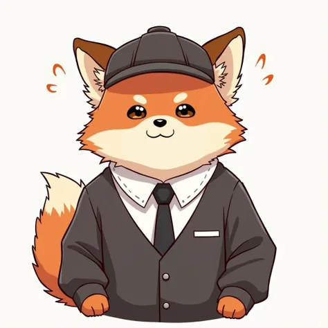 Furry、Red panda beastman、 Work clothes、work hat、no background、Front face、 high definition , 最 High Quality ,  High Quality , Brown Hair,  close your mouth, Grin, Setting diagram,  anime style, six-headed body