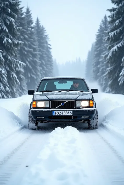 Volvo 940 2.4 Turbo Diesel riding on a snowy swedish road