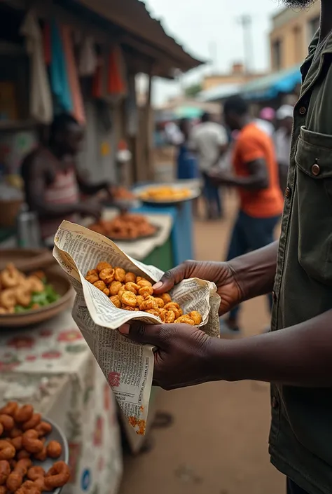 Unghyienic used of used newspapers to wrap food in Gambian shops and food vendors

