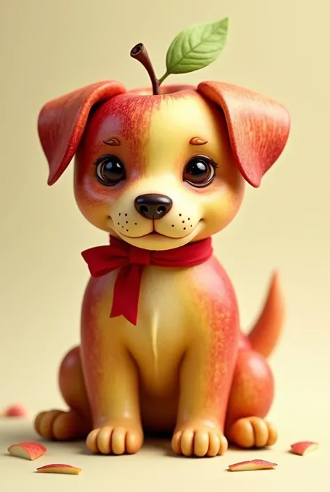 A cute puppy made of apples