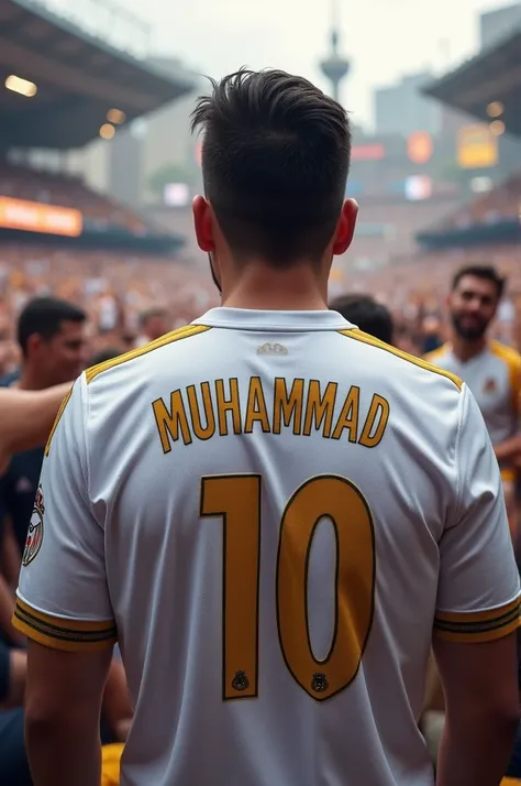 A  real Madrid jersey fan with jersey name of "Muhammad"