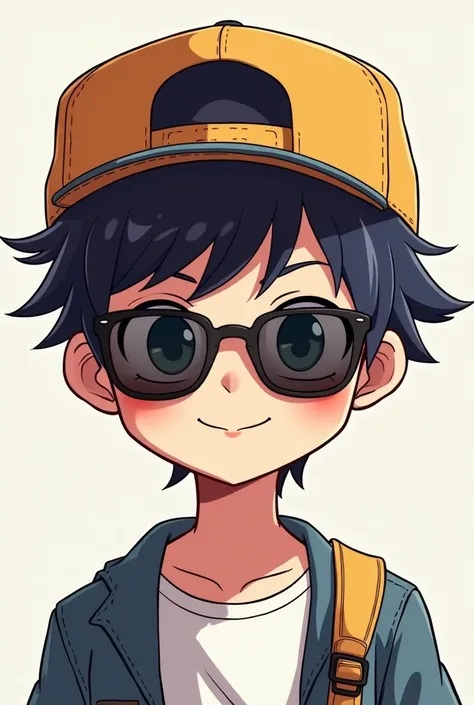 (A cartoon anime character wearing sunglasses and cap 