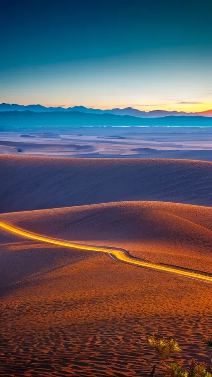 Landscape Photography.
Desert at night.a sword on the earth.