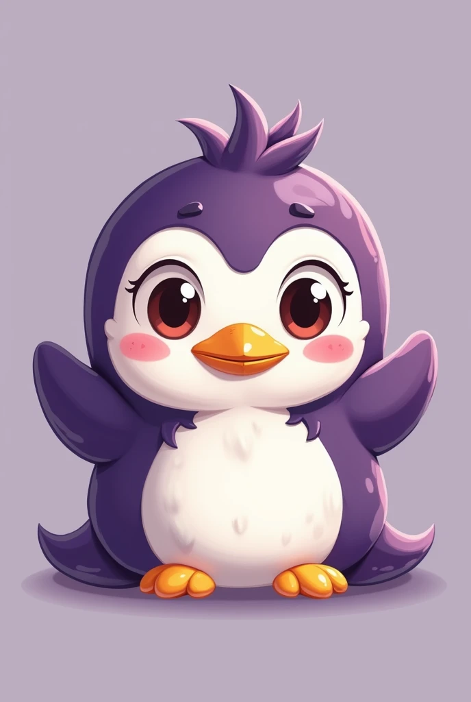 cartoon penguin with purple hair and brown eyes, cute face big eyes and smiley, cute character, portrait of a cute monster, cute cthulhu, cute funny ghost, clear cute face, cute anime face, cute expression, kawaii yoda icon, cute creature, sad kawaii face,...