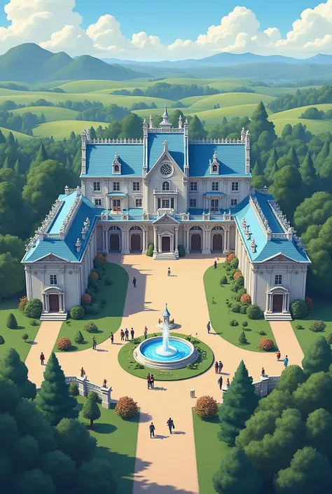 pastel blue boarding school for nobility map