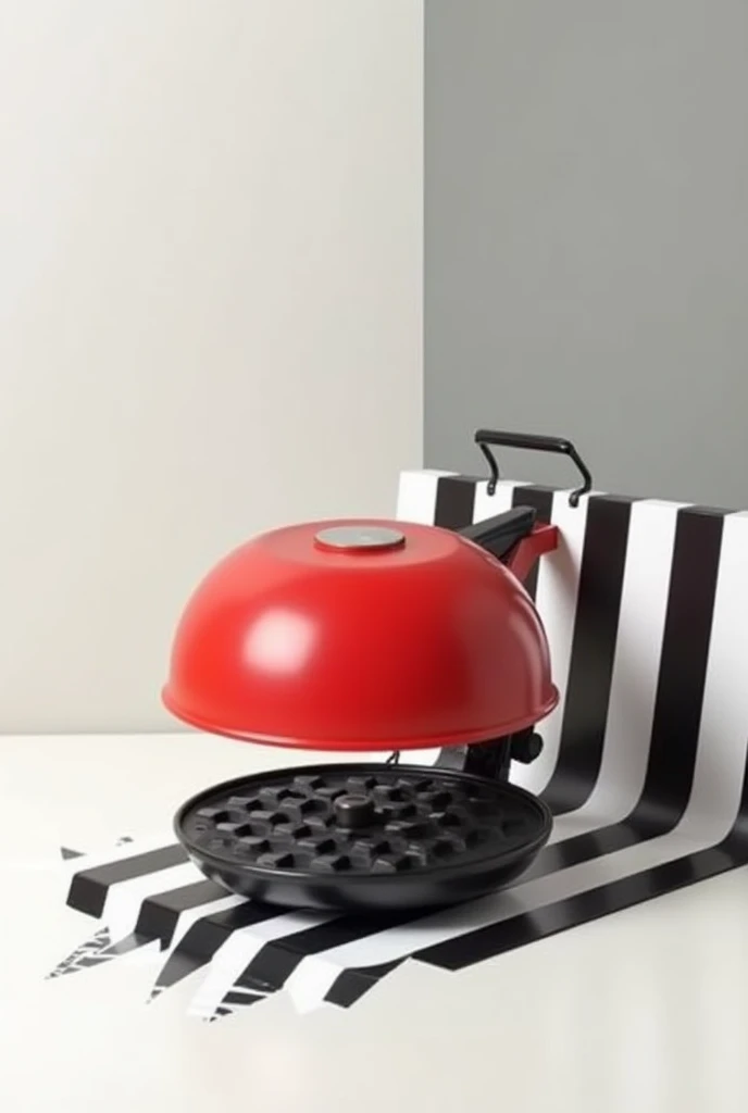  The most striking feature of the Comverse brand, namely the black and white lines on the base of the waffle maker Put a line thicker and let that line denote the place of holding, the grip is larger and on the outside.  Let the top be red and you will enj...