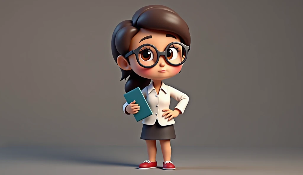 Teacher wearing glasses, 3d chibi animation style