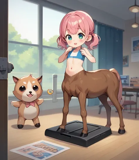 score_9, score_8_up, score_7_up, score_6, score_5_up, score_4_upanime break，nsfw， masterpiece， Max image    ，top quality，Centaur，PINK TWIN HAIR   ,   cute brown elementary school girl，Cute Naked，baby face， short， toddler figure :1.3， flat chested， SM Train...