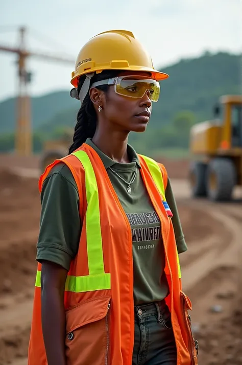 Malagasy woman coivil engineer with body protection