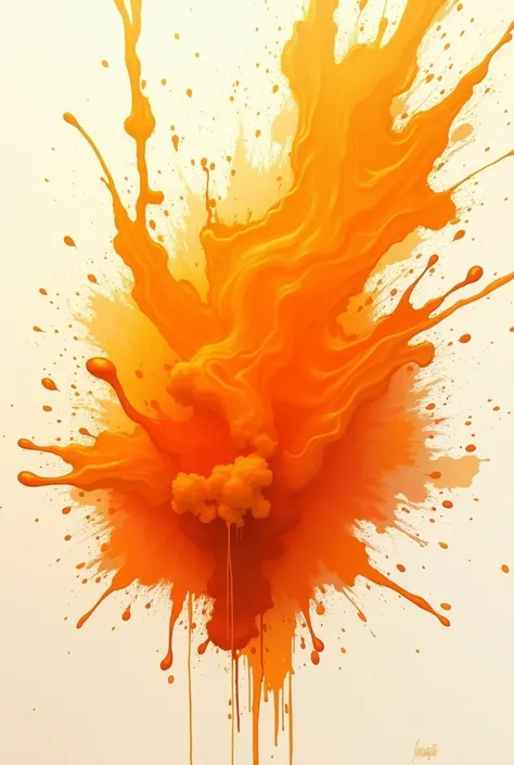 Orange ink is scattered