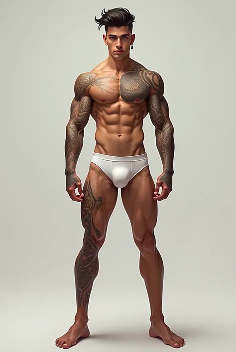 draw me a picture of your future husband
Description: Handsome, 1m90 tall, 70kg, short Evyleague hair, 6 pack abs, nice body, high nose, big legs, big penis, tattooed, around 22 years old, pierced ears, dressed in white underwear 
