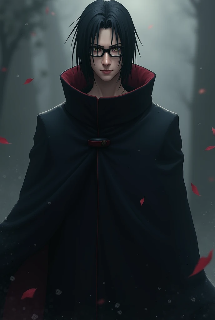 Itachi Uchiwa lunettes et veste noire 