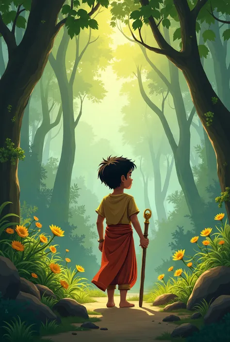 In a small, peaceful village nestled between rolling hills and dense forests, lived a curious and adventurous boy named Kiran. His days were filled with tending to his familys small farm, exploring the woods, and dreaming about the world beyond the mountai...