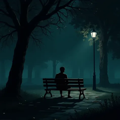 Sitting in a dark and dark park