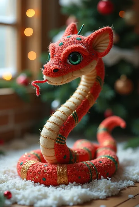 A lively but Christmas boa snake
