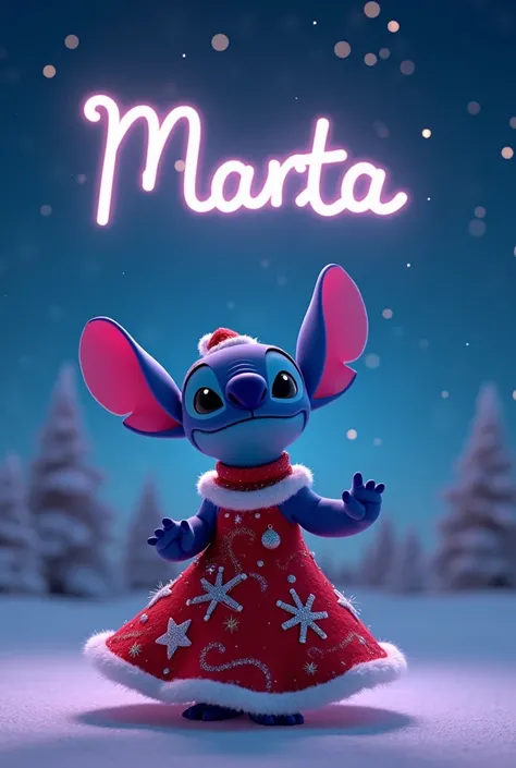 Stich Christmas dress that writes the name Marta in the sky 3d